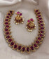 Gold Plated Mango Necklace Set with diff Colours big stone