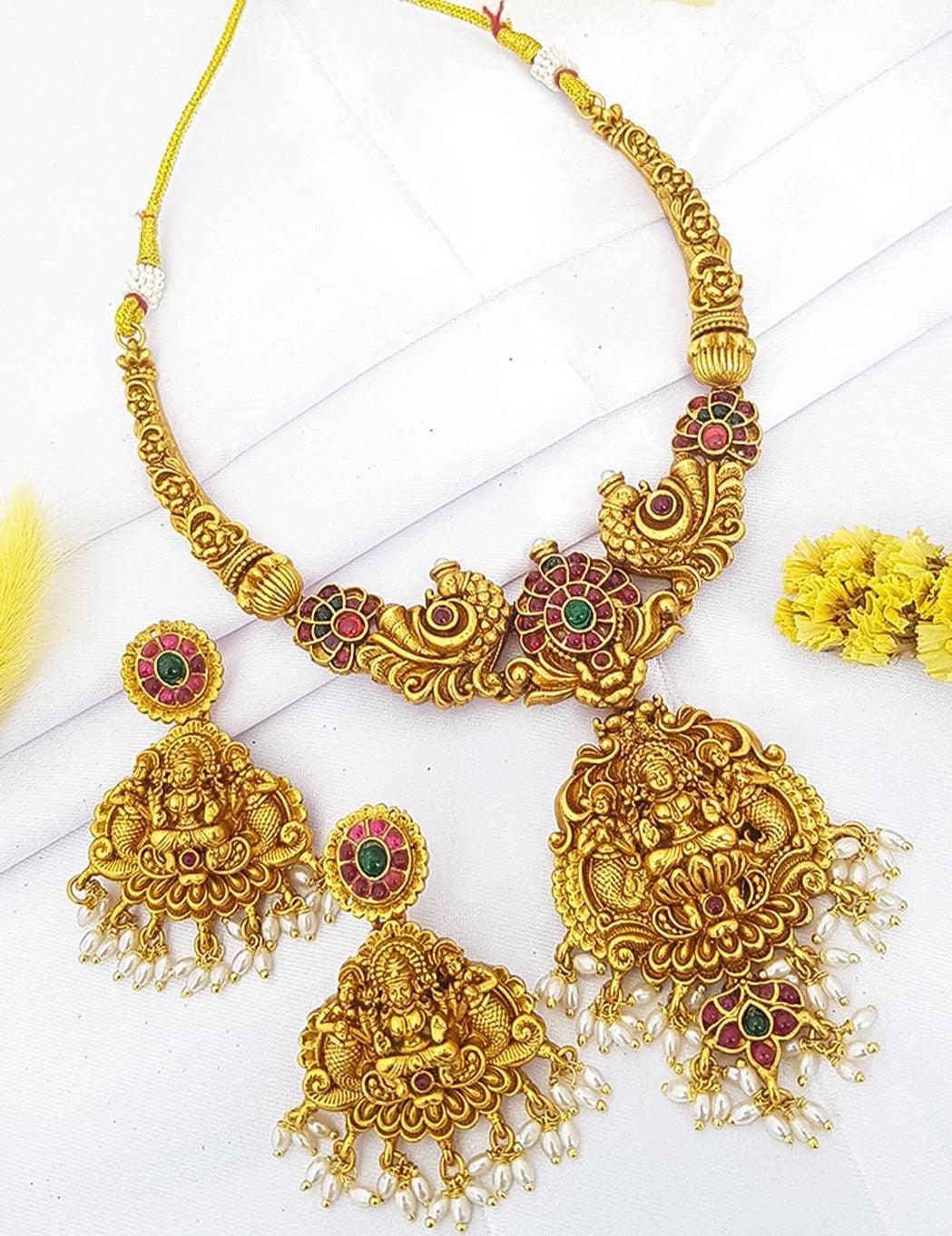 Gold Plated Medium Necklace Set 14180N - Griiham