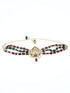 Gold Plated Multi Colour CZ Stone Choker Necklace Set with actual beads - Griiham