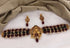 Gold Plated  Multi Colour CZ Stone Choker Necklace Set with actual beads