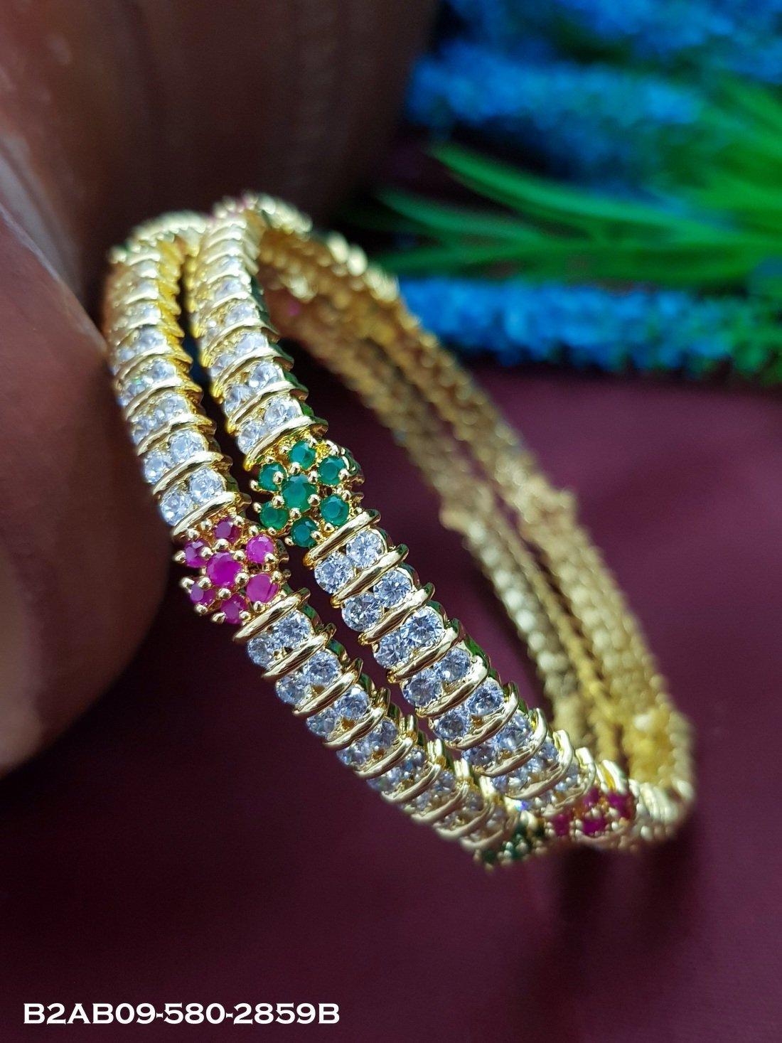 Gold Plated Multi colour stone Set of 2 bangles