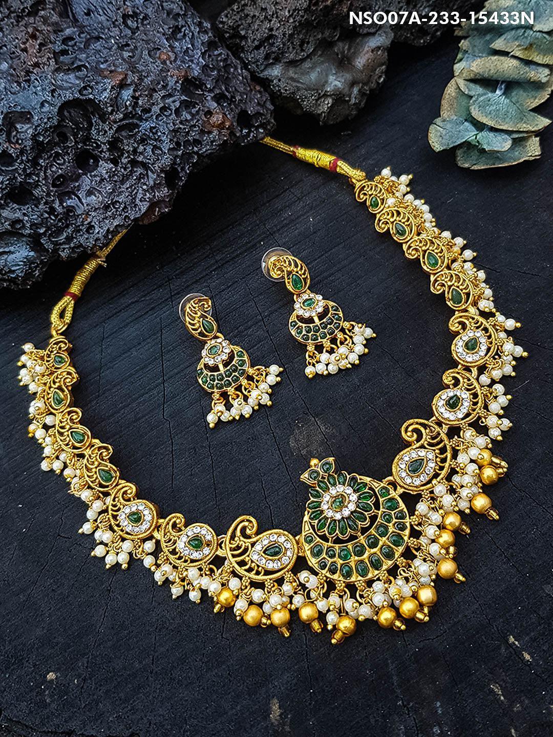 Gold Plated Multicolor Short Necklace Set - Griiham