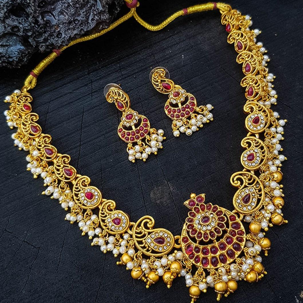 Gold Plated Multicolor Short Necklace Set