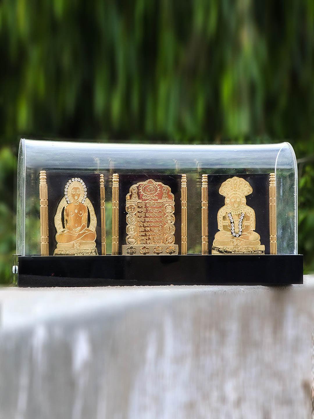 Gold Plated Navkar Mantra with Mahavir and Parshvanath idol show piece - Griiham