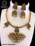 Gold Plated Necklace Set Ruby emerald stone