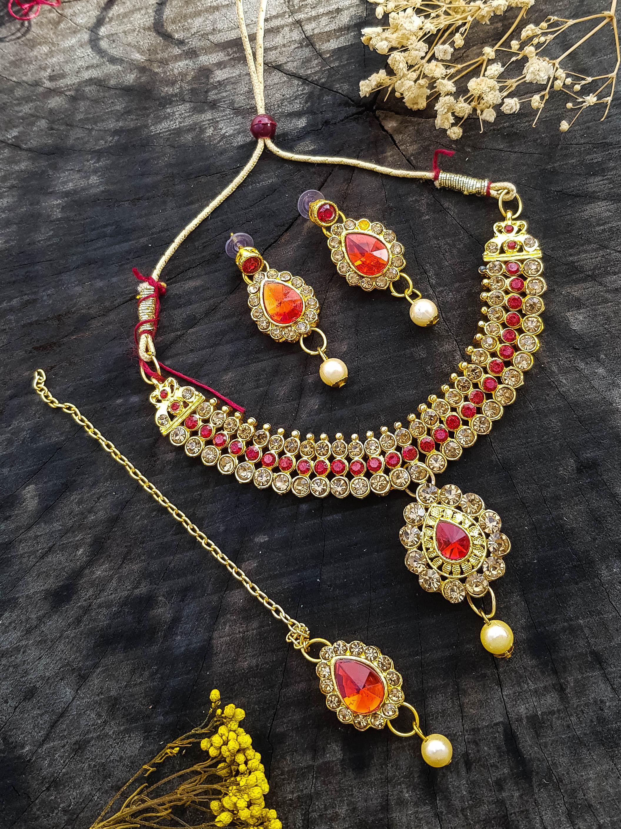 Gold Plated Necklace Set with Tikka