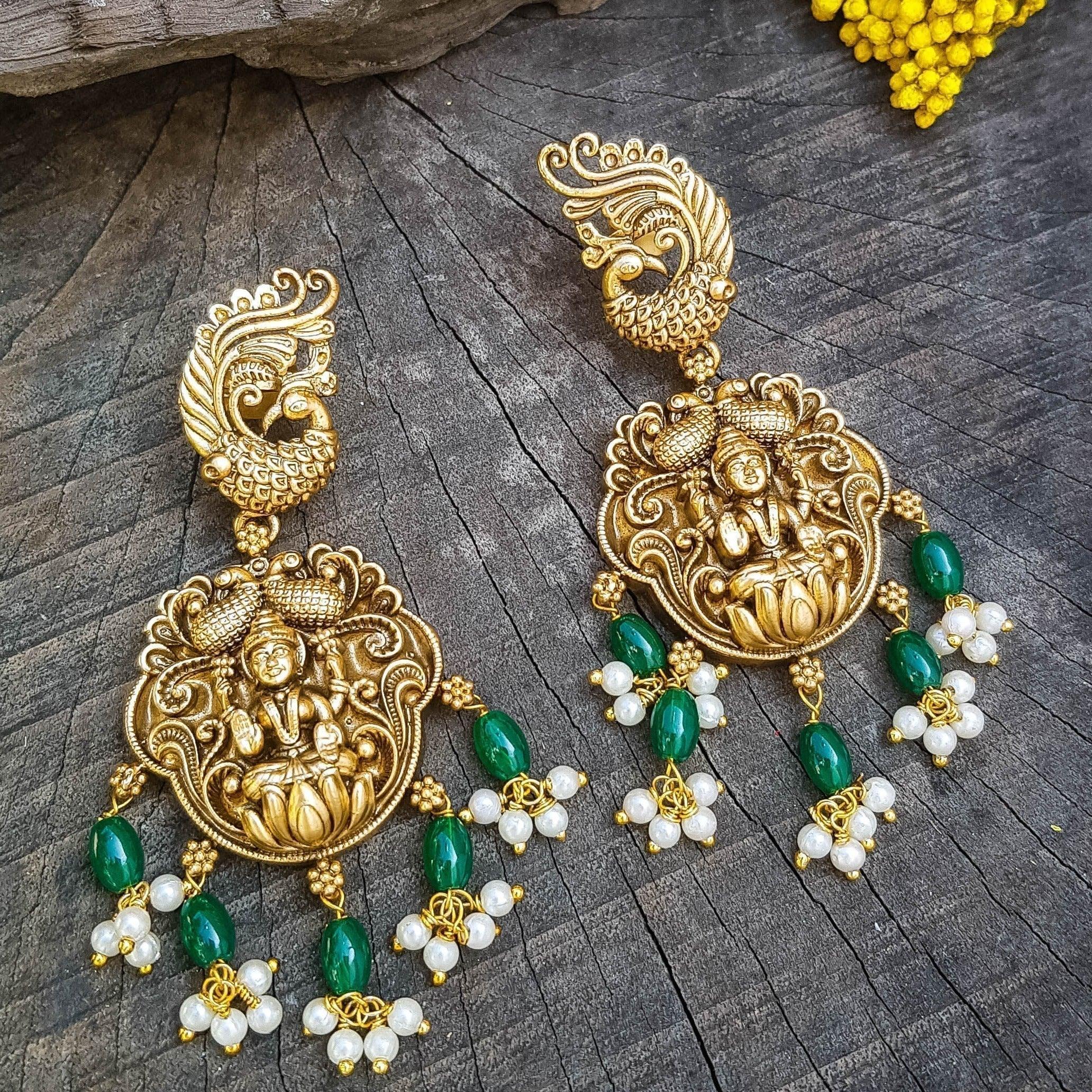 Gold Plated Peacock Studs Earrings