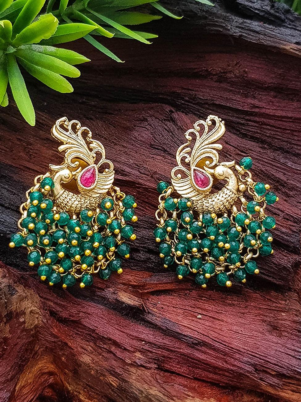 Gold Plated Peacock Studs Earrings - Griiham