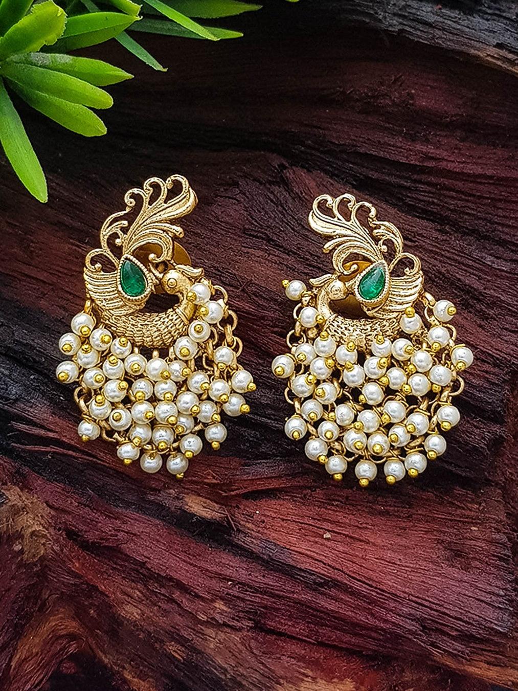 Gold Plated Peacock Studs Earrings