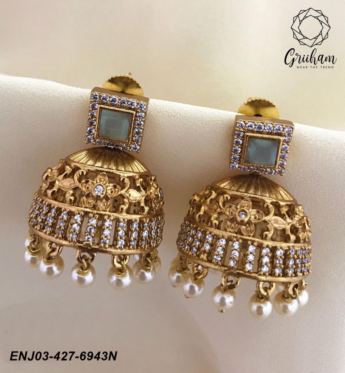 Gold Plated Premium quality AD Jhumki/Earrings 6943N