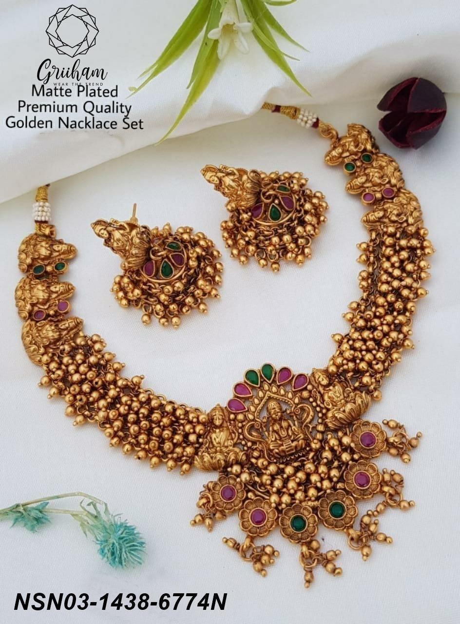 Gold Plated Premium quality Temple Short Necklace 6772N