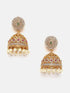 Gold Plated Real Kemp Stone Earrings Jhumka - Griiham