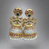 Gold Plated Real Kemp Stone Earrings Jhumka