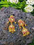 Gold Plated Real Kemp Stone Earrings Jhumka