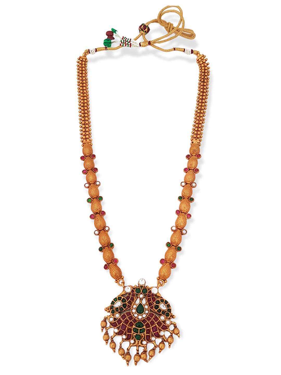 Gold Plated Royal Long Hara Necklace set - Griiham