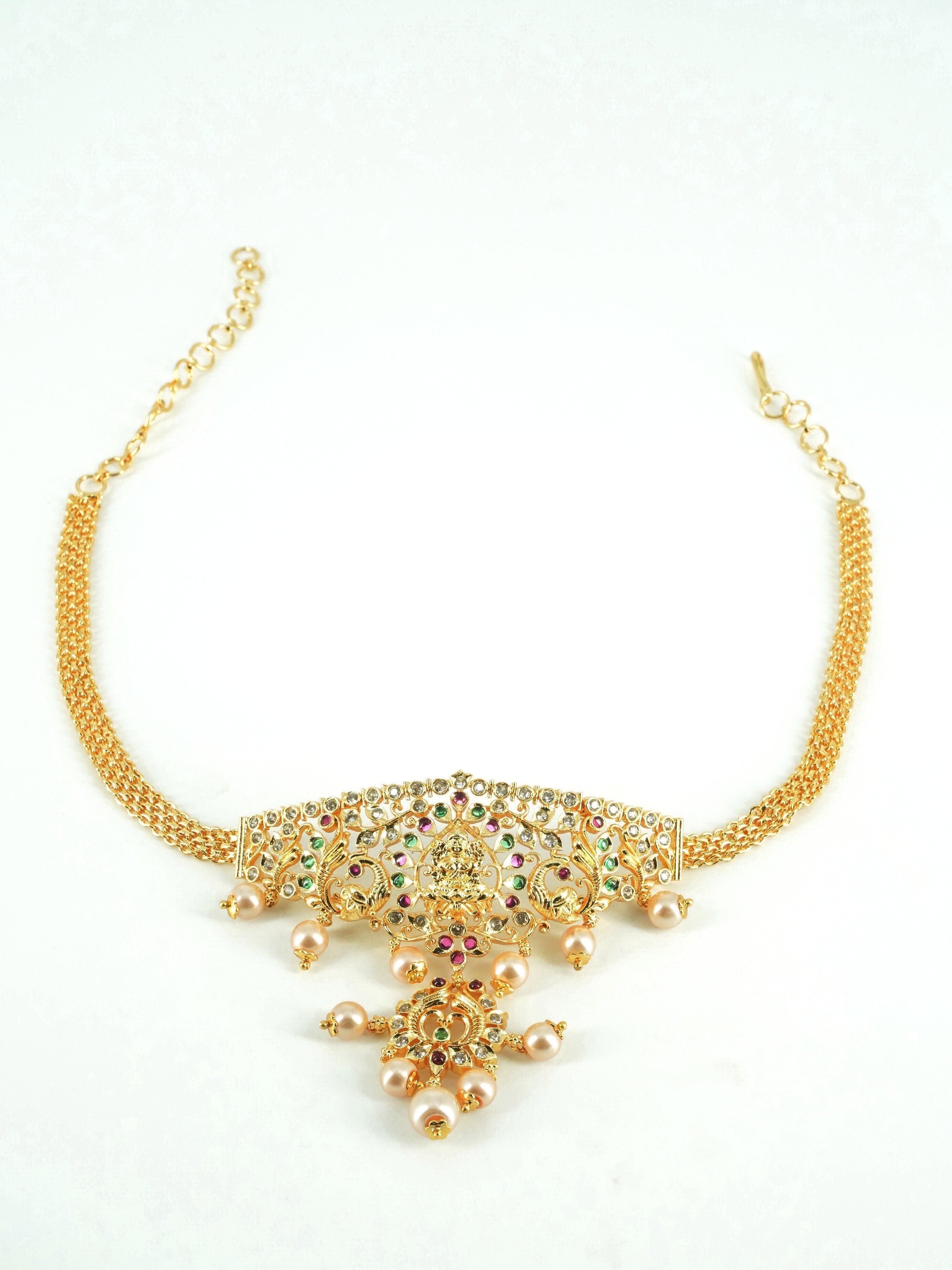 Gold Plated Sayara Collection Choker Set with best quality CZ stones 8844N - Griiham