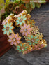 Gold Plated Set of 2 designer Bangles with Mint Green and Mint Pink Color 9321B - Griiham