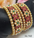 Gold Plated Set of 6 designer Bangles with Red stones7777A - Griiham