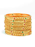 Gold Plated Set of 6 designer Bangles with colored stones 10196B - Griiham