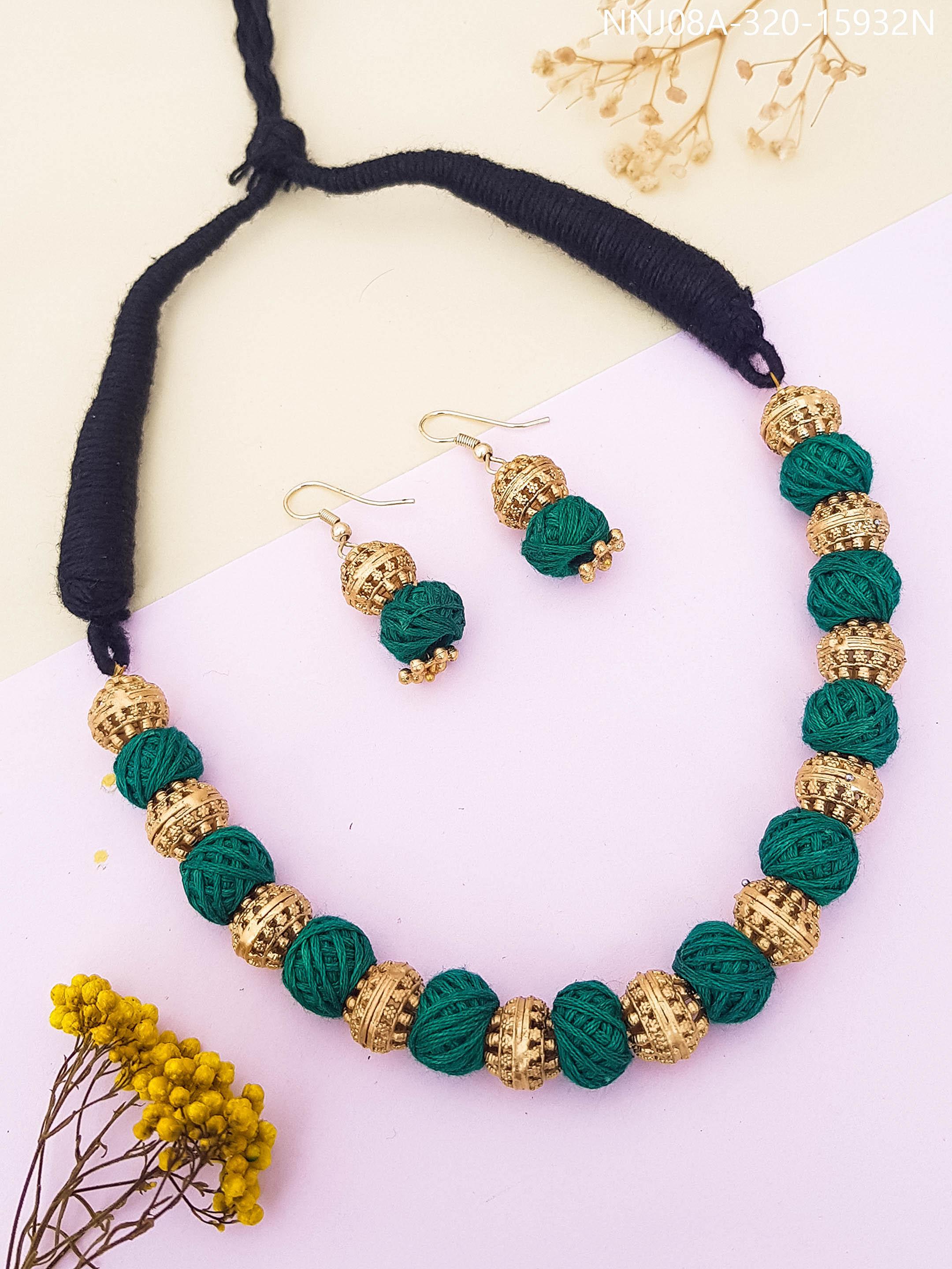 Gold Plated Silk thread Necklace Set