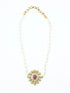 Gold Plated Simple All occasions Necklace Set with red and white stones 11909N - Griiham