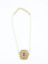 Gold Plated Simple All occasions Necklace Set with red and white stones 11910N - Griiham