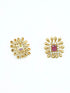 Gold Plated Simple All occasions Necklace Set with red and white stones 11910N - Griiham