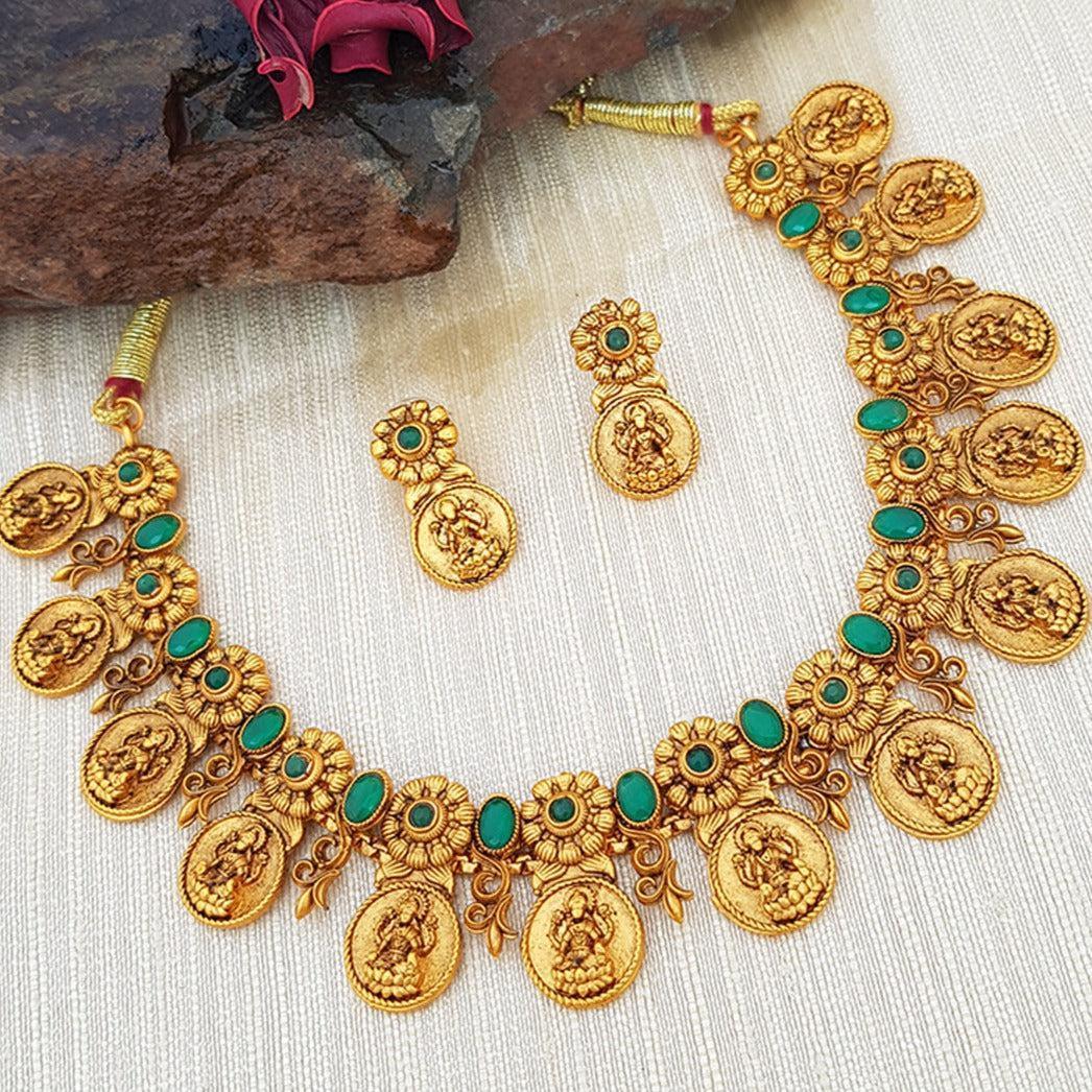 Gold Plated Special Laxmi Coin Necklace Set 6442N