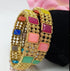 Gold Plated Set of 2 designer Bangles with Navaratna AD stones 7773A