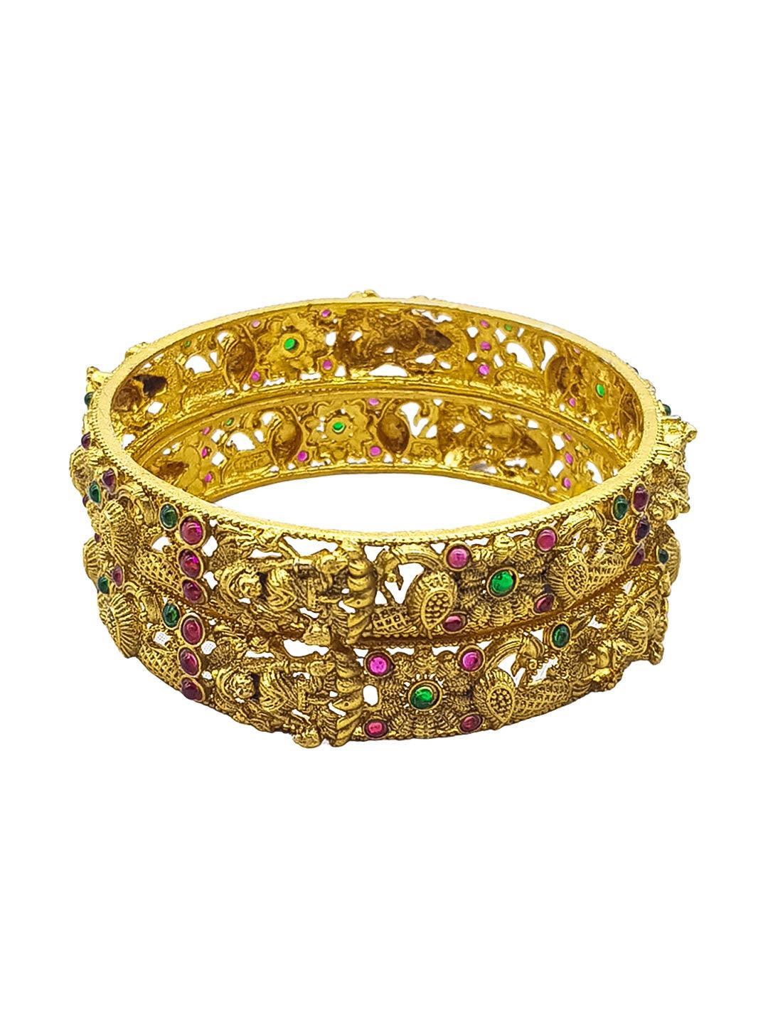 Gold Plated Studded Set of 2 bangles - Griiham