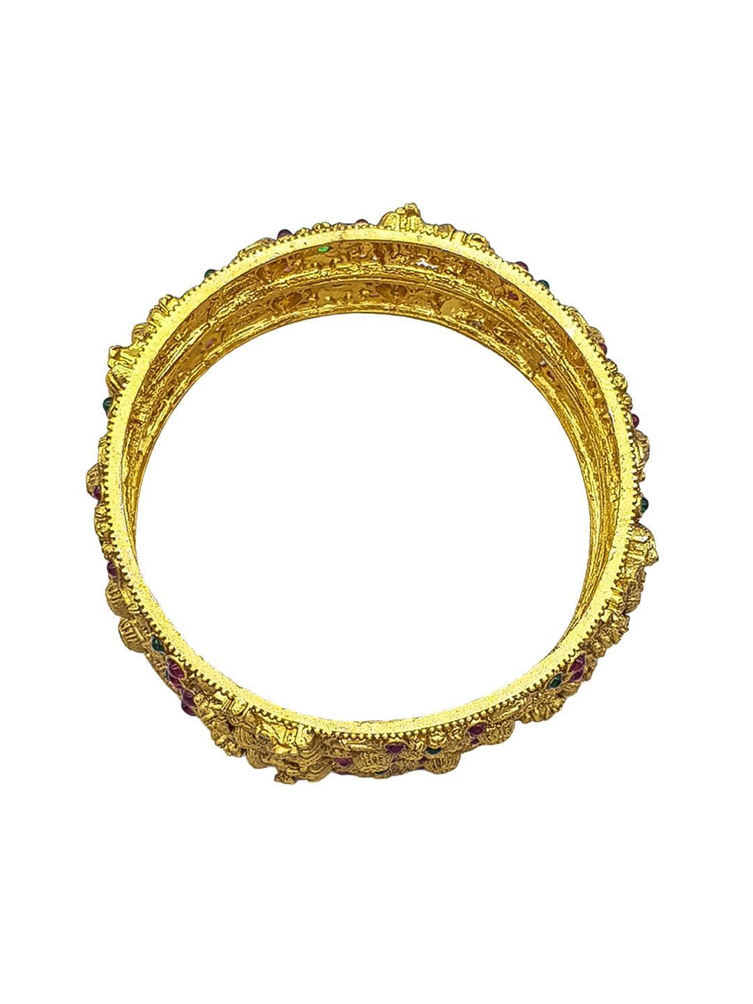 Gold Plated Studded Set of 2 bangles - Griiham