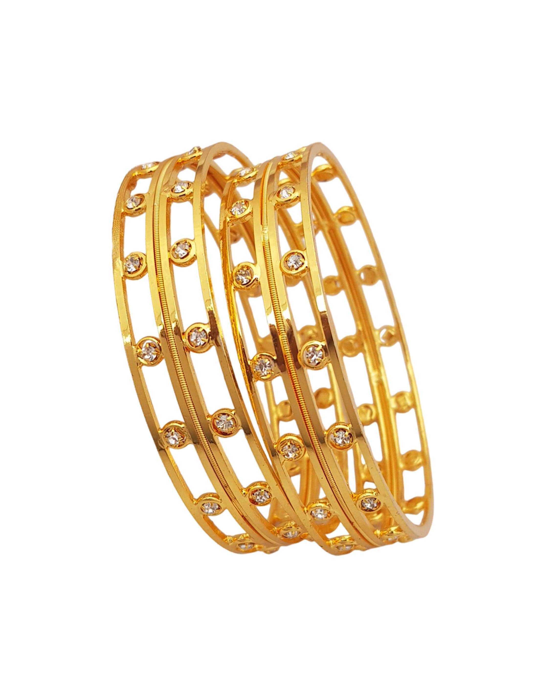 Gold Plated Studded Set of 2 bangles - Griiham