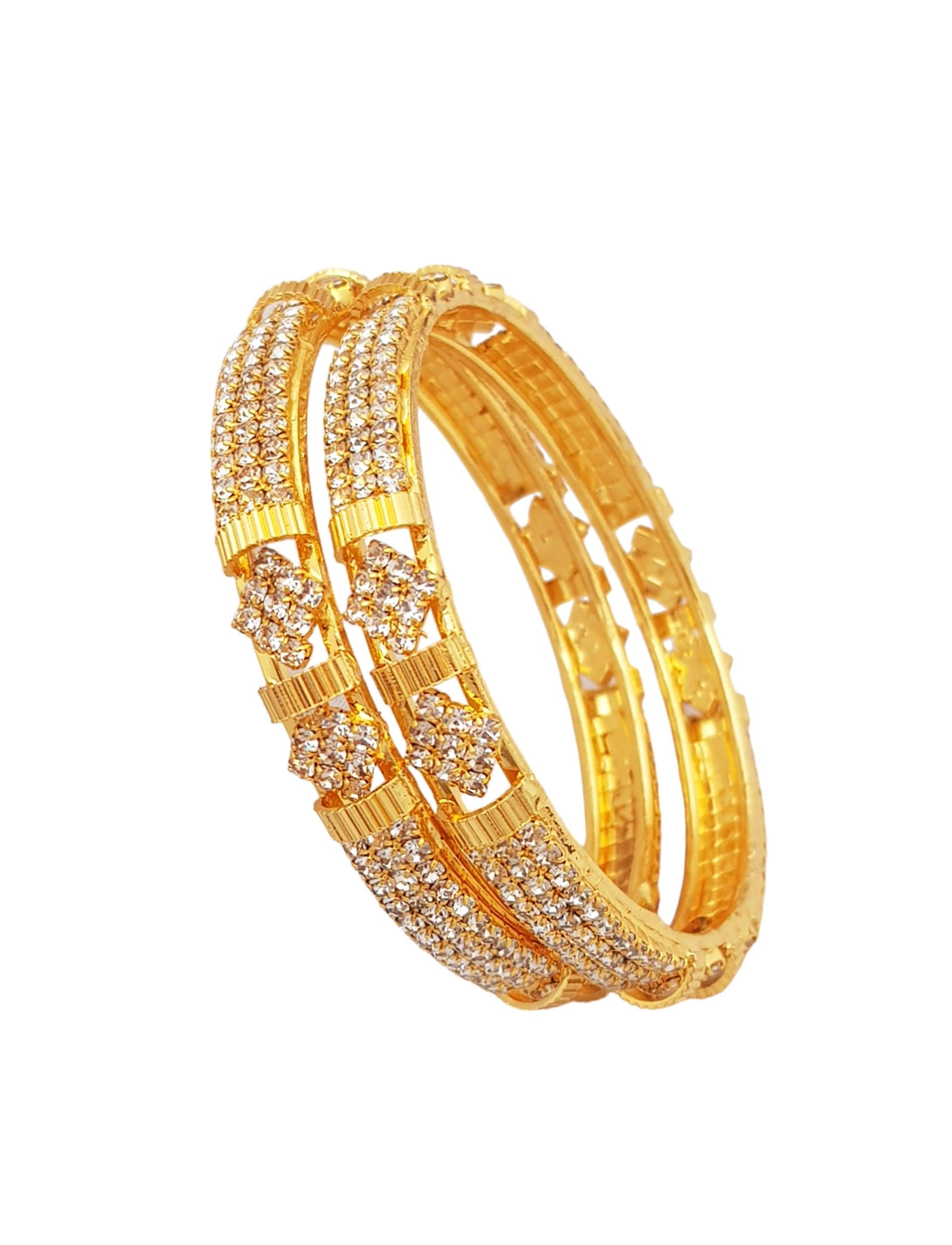 Gold Plated Studded Set of 2 bangles - Griiham