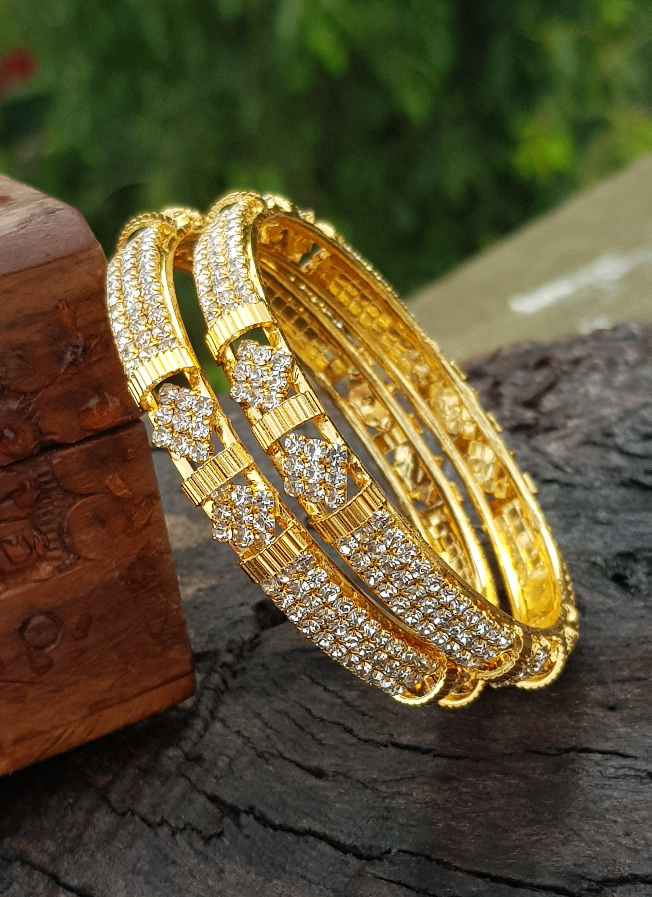 Gold Plated Studded Set of 2 bangles