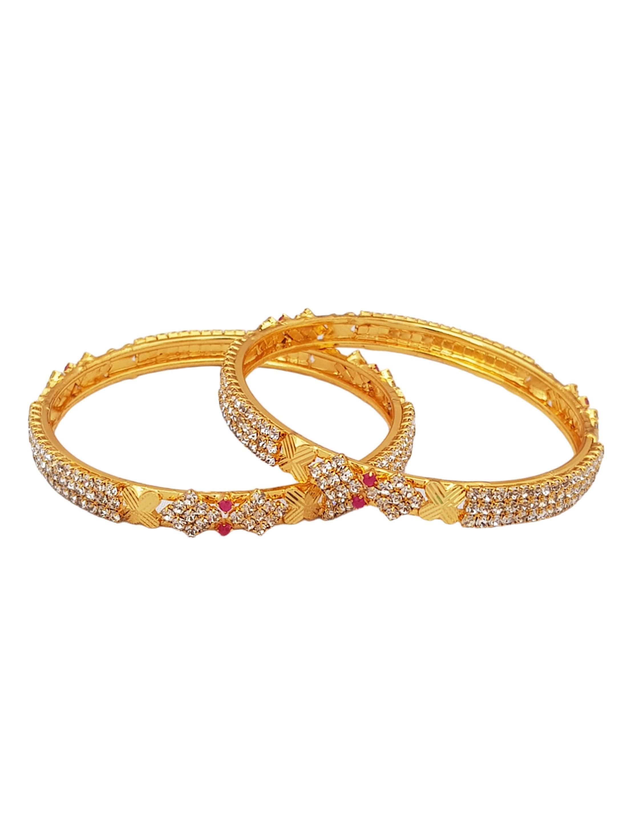 Gold Plated Studded Set of 2 bangles - Griiham