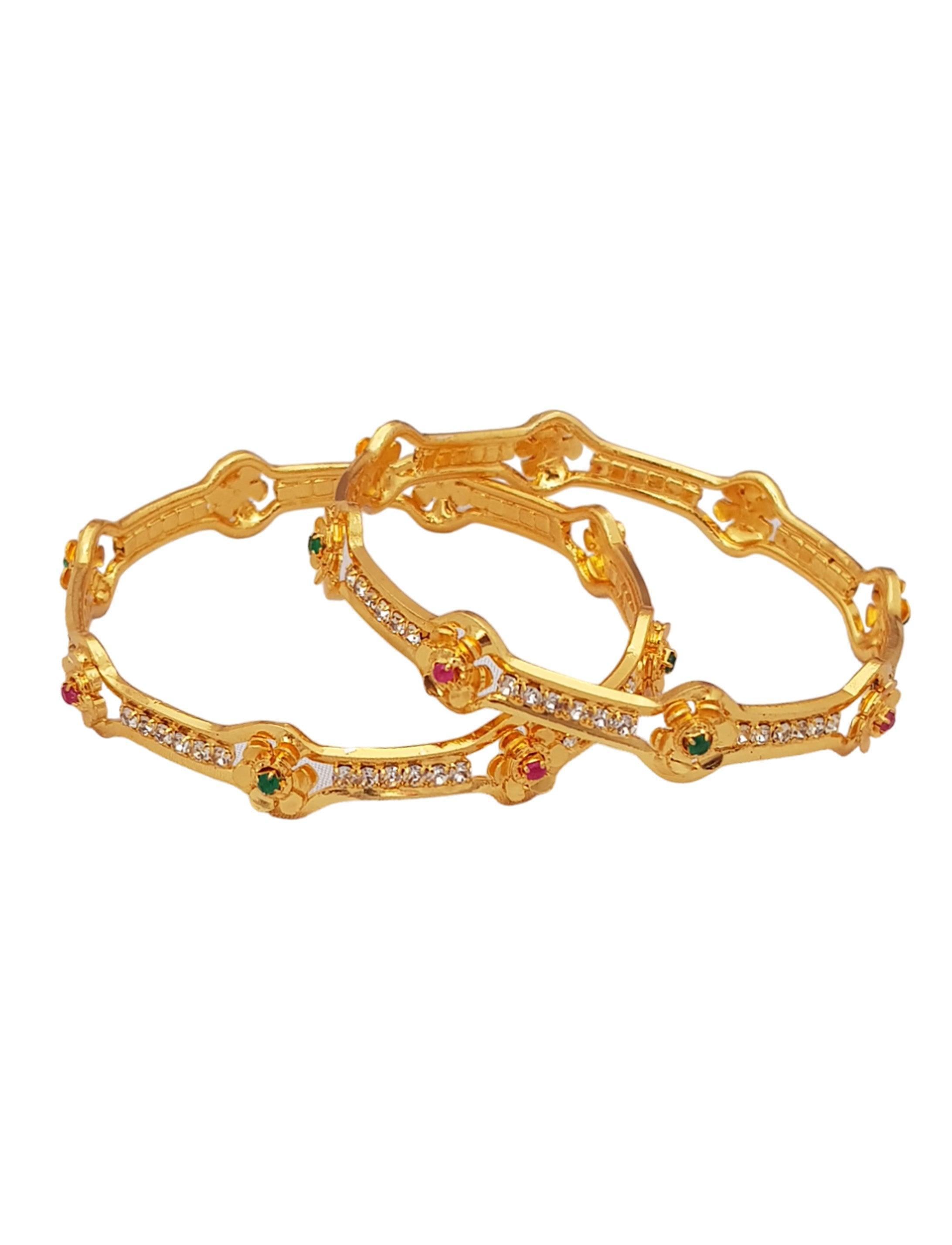 Gold Plated Studded Set of 2 bangles - Griiham