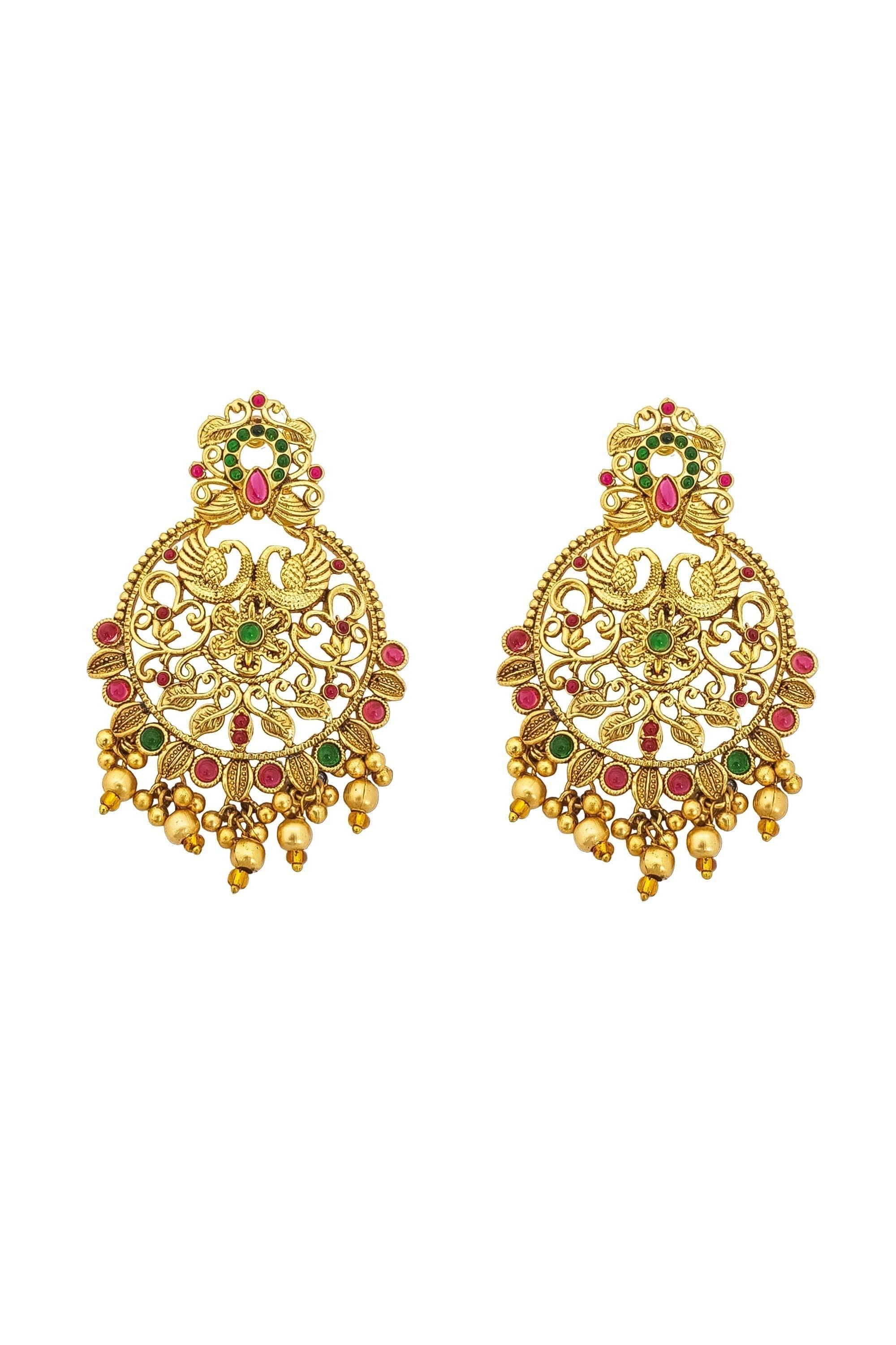 Gold Plated Temple Collection Earrings Jhumka - Griiham
