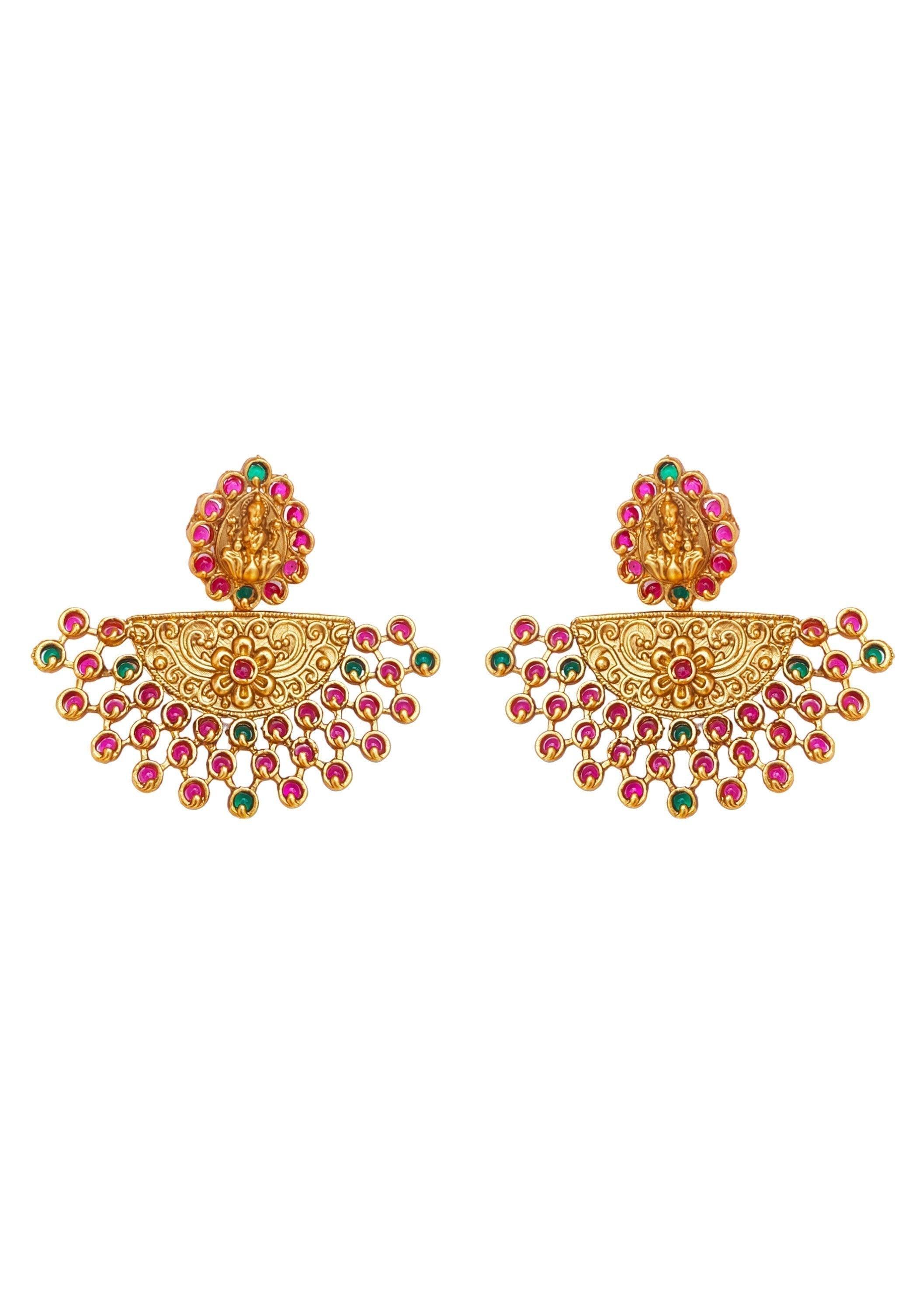 Gold Plated Temple Collection Earrings Jhumka - Griiham