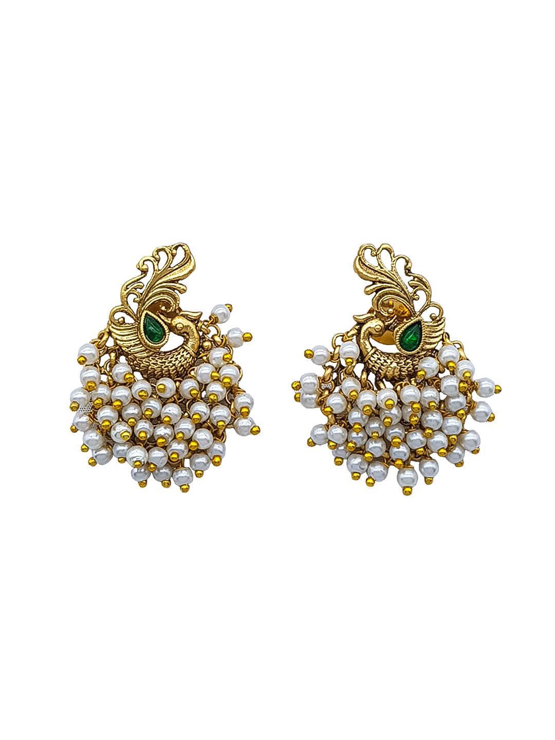 Gold Plated Temple Collection Earrings Jhumka - Griiham