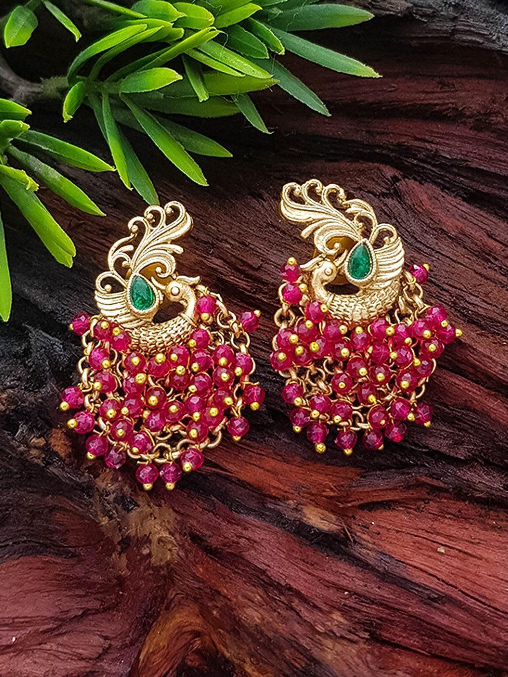 Gold Plated Temple Collection Earrings Jhumka - Griiham