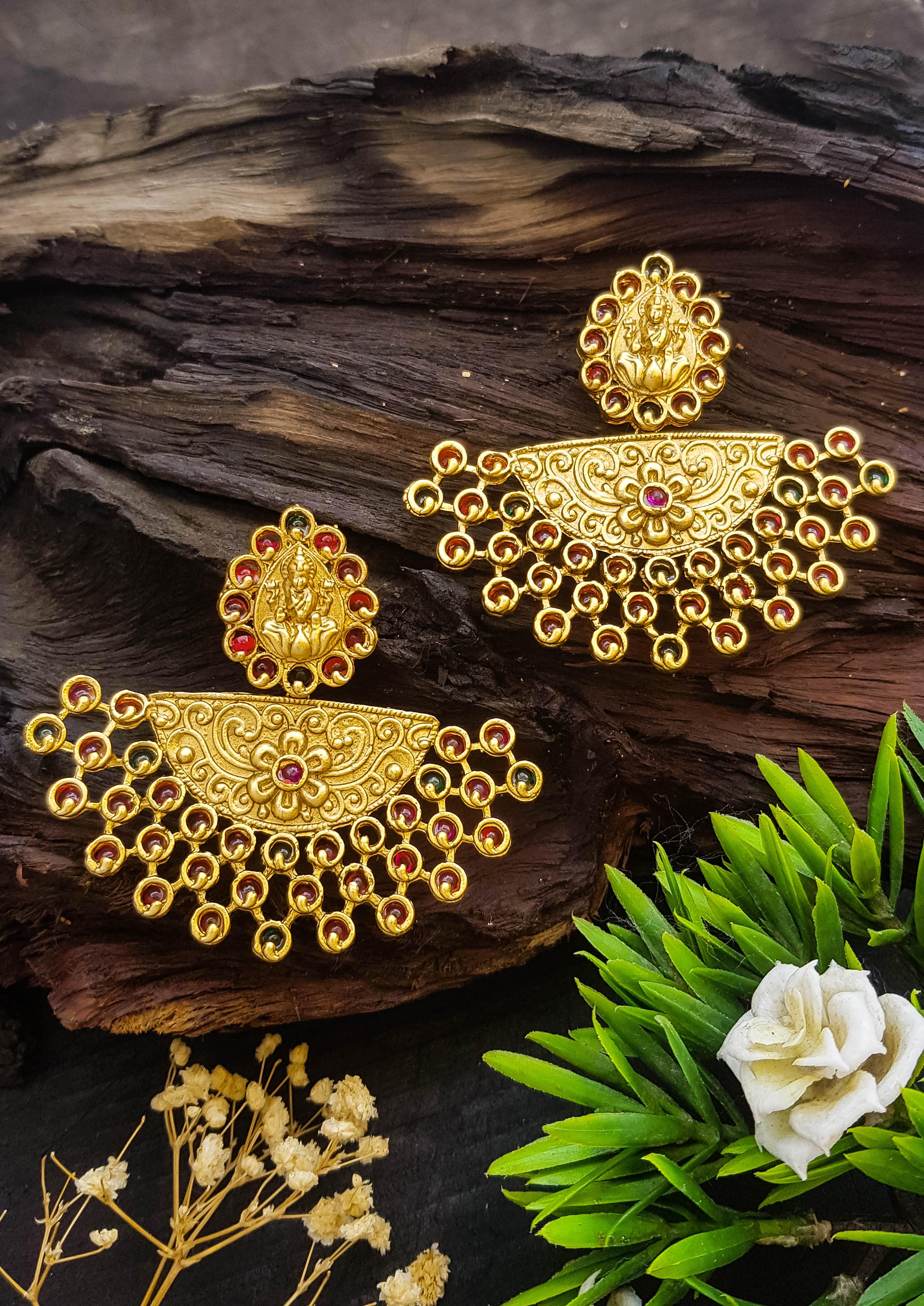 Gold Plated Temple Collection Earrings Jhumka - Griiham