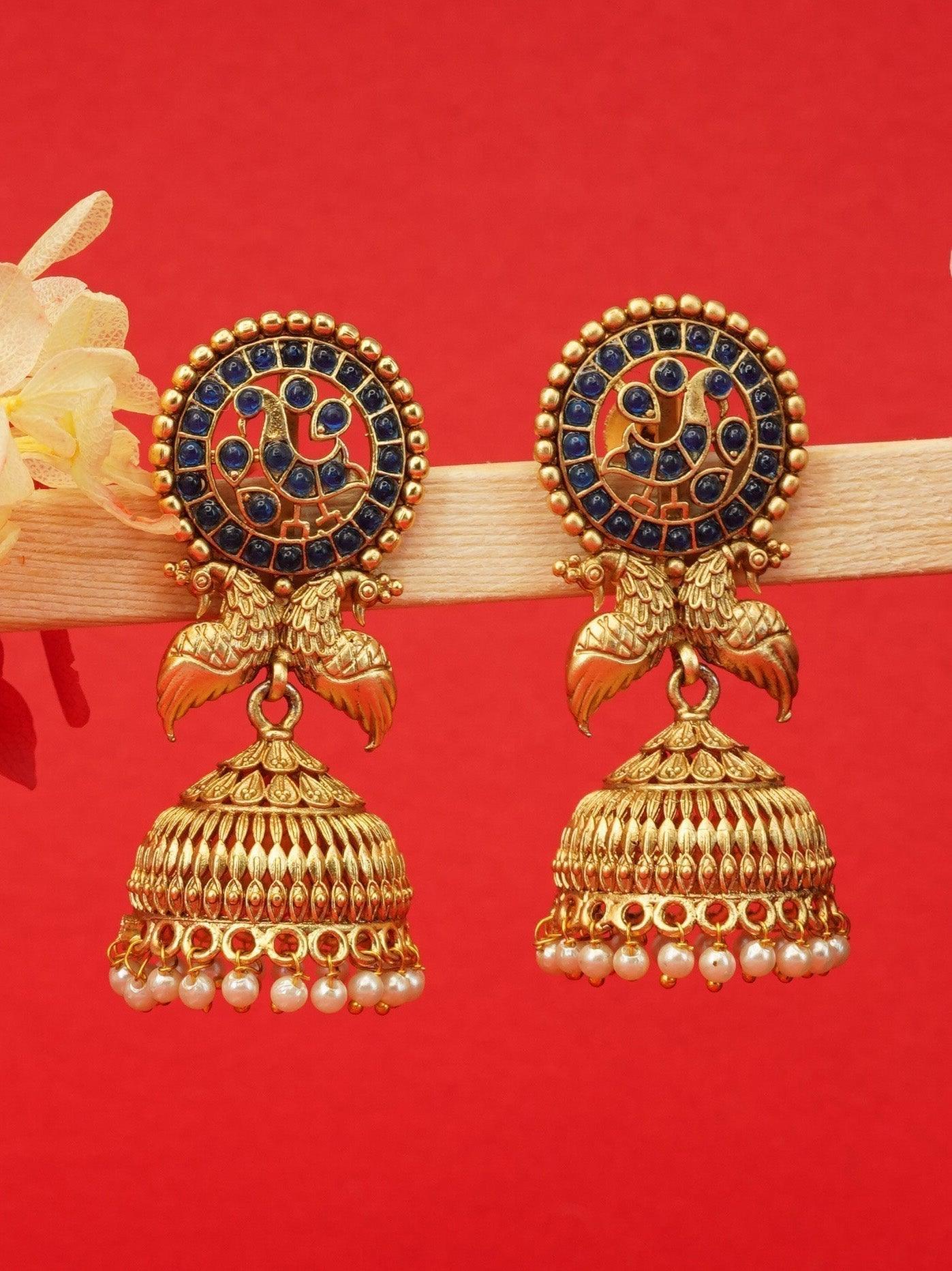 Gold Plated Temple Collection Earrings Jhumka