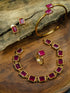 Gold Plated Temple Necklace Set with Monalisa stones 13256N - Griiham