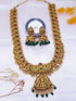 Gold Plated Temple Necklace Set with Multi Color Stones 12920N - Griiham