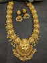 Gold Plated Temple Necklace Set with Multi Color Stones 13052N - Griiham