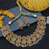 Gold Plated Temple Necklace Set with Real kemp stone