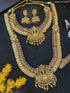 Gold Plated Temple Necklace Set with kempu stone 12594N - Griiham