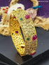 Gold Plated adjustable Rajwadi Kada Bangle with Kemp Stones with screw - Griiham