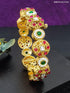 Gold Plated adjustable Rajwadi Kada Bangle with  Kemp Stones