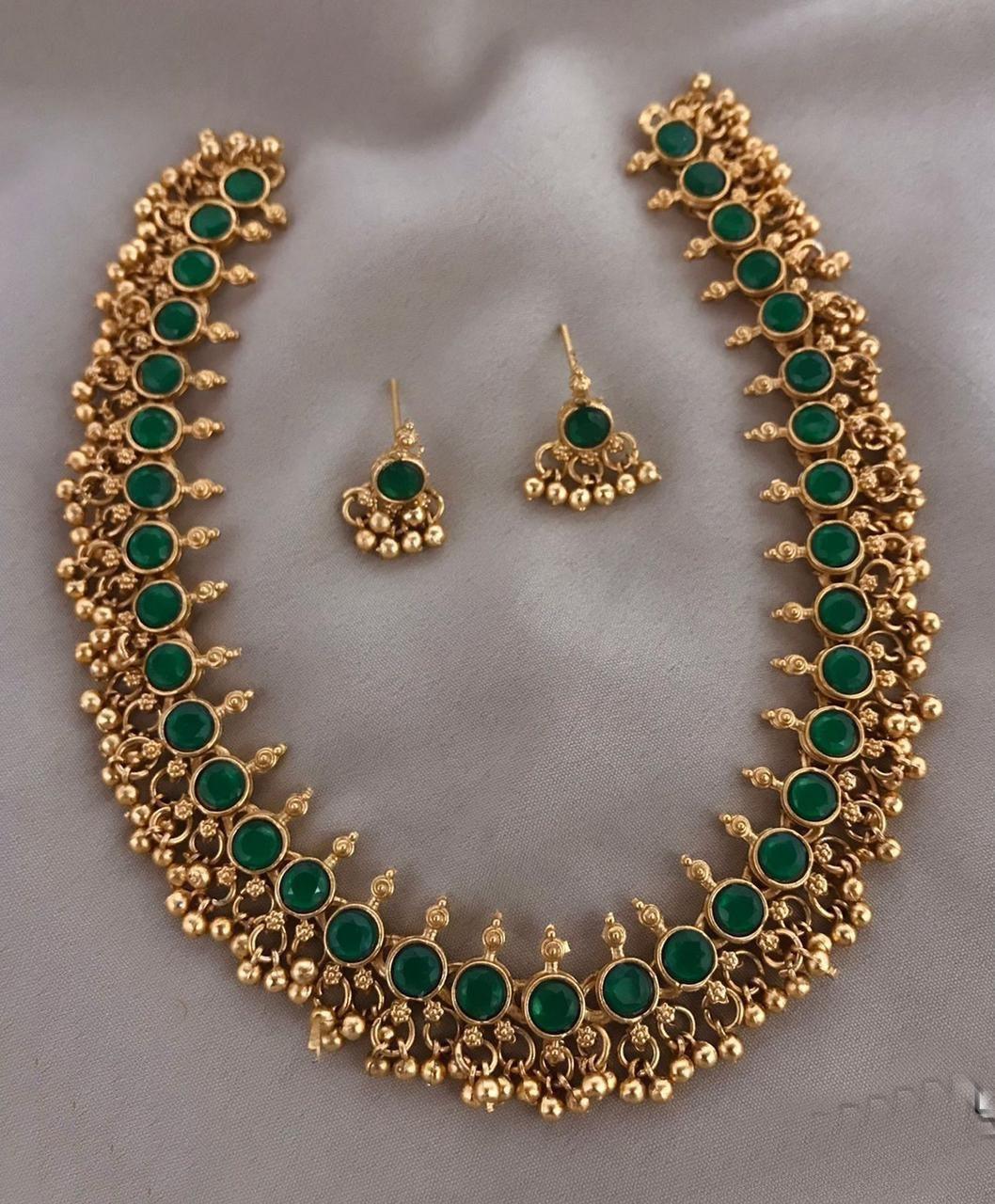 Gold Plated colored stone Necklace set 9383N - Griiham